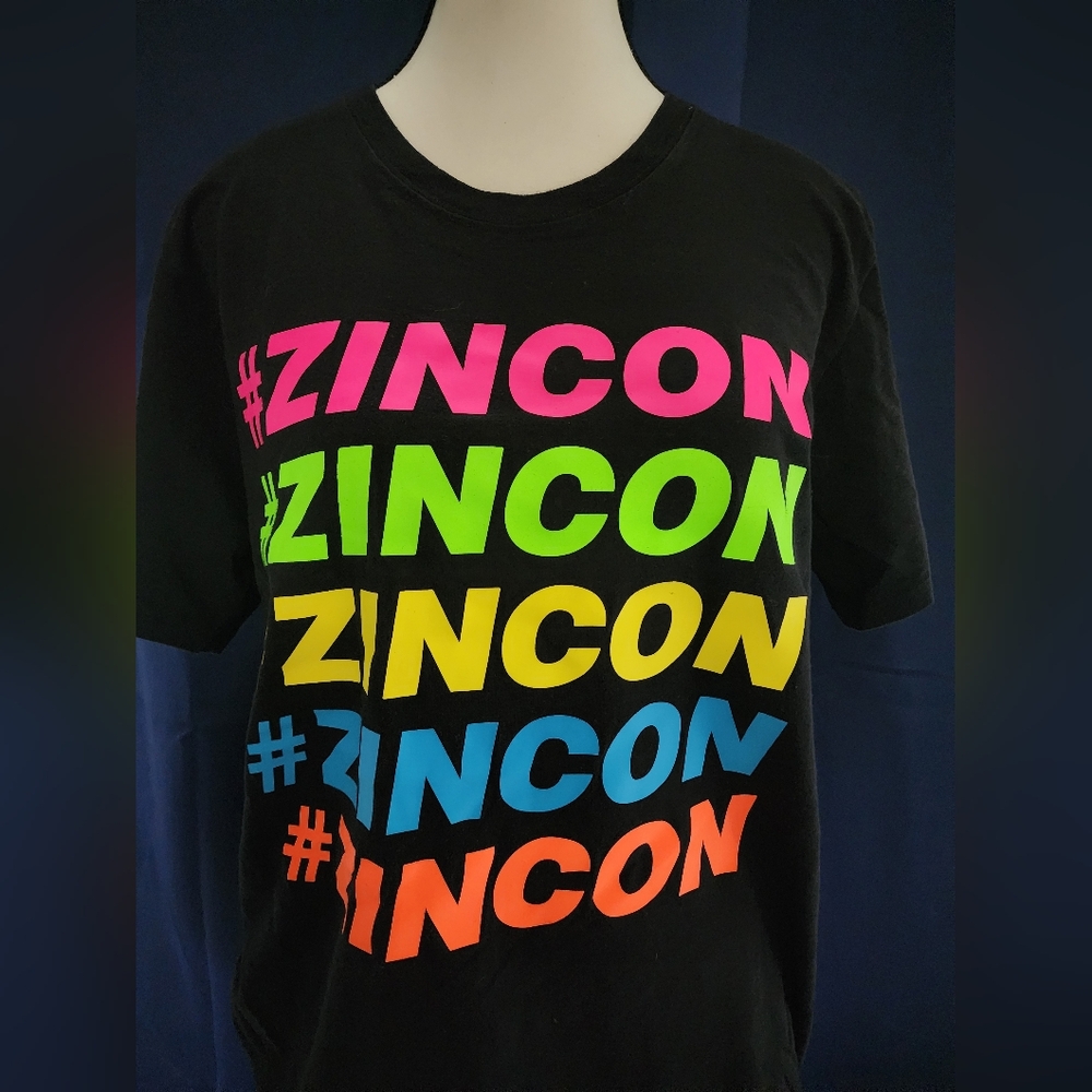 ZINCON Black and Pink Short Sleeve Tee with Neon Design